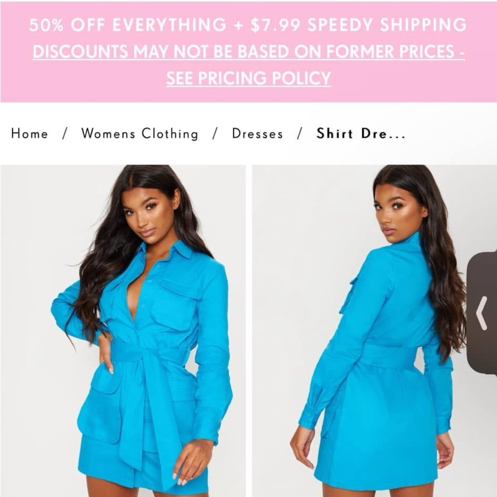 Pretty little thing Vibrant Blue Shirt Dress